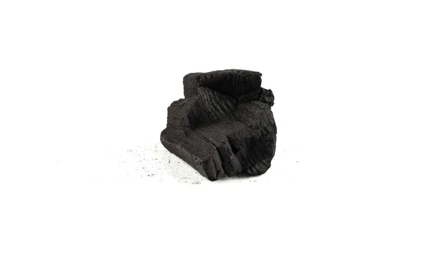 Чорне Дубове Вугілля Ізольоване Білому Тлі — стокове фото