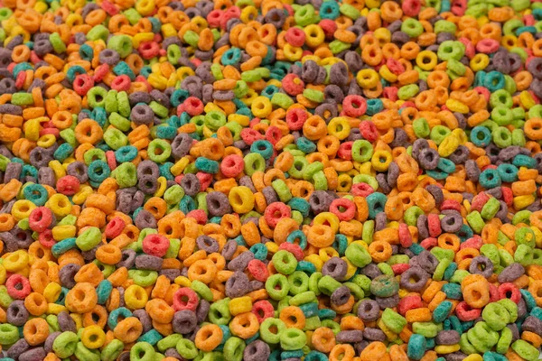 Copos Dulces Multicolores Bucles Cereales Como Fondo — Foto de Stock