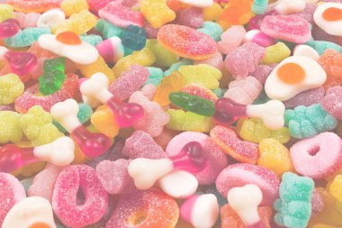 Çeşit çeşit şekerleme. Üst Manzara. Jöleli şekerler.