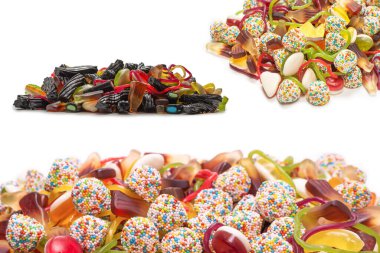 Lezzetli jöleli şekerler. Üst görünüm.  