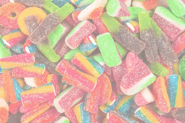 Verschiedene Gummibärchen Ansicht Von Oben Gelee Bonbons Hintergrund — Stockfoto