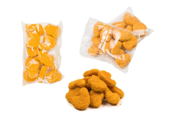 Förpackning Välsmakande Nuggets Vit Bakgrund — Stockfoto