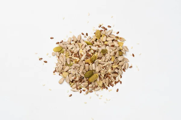 Mix Seeds Salad Pile Mixed Seeds Isolated White Background — Stock Photo, Image