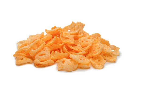 Snack Croccanti Salati Sfondo Bianco — Foto Stock