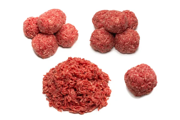 Rauwe Vleesballen Geïsoleerd Witte Achtergrond — Stockfoto