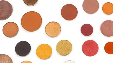 Çok renkli yuvarlak göz farı beyaza izole edilmiş. Üst görünüm. 