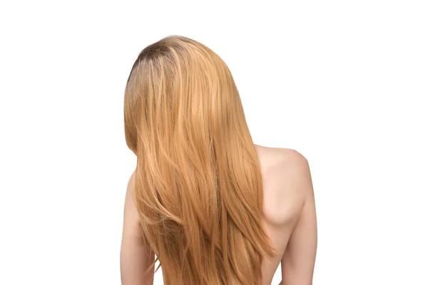 Женщина Сзади Красивая Женщина Закругленными Волосами Изолированы Белом Фоне — стоковое фото