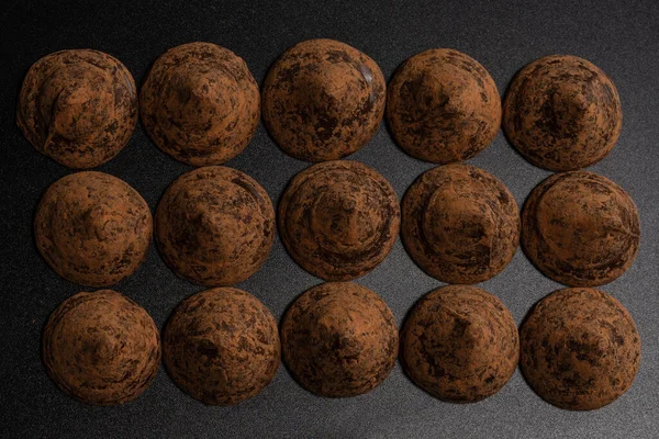 Chocolate Truffles Black Background Chocolate Candies — Stock Photo, Image