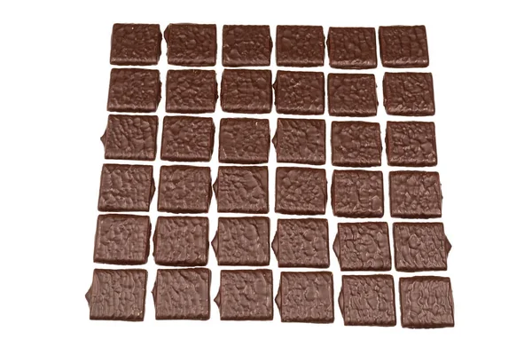 Permen Coklat Hitam Diisolasi Pada Latar Belakang Putih — Stok Foto