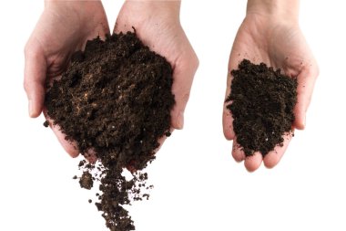 Kadınların kahverengi toprakları beyaz arka planda izole edilmiş..