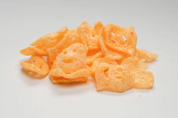 Crispy Salted Snacks White Background — Stock Photo, Image