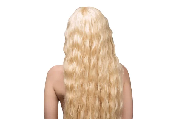 Женщина Длинными Светлыми Вьющимися Волосами Женщина Изоляции — стоковое фото