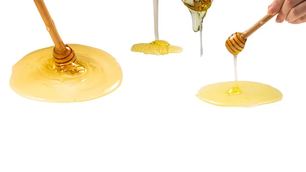 Dipper Mit Honig Auf Weißem Hintergrund Raum Für Text Oder — Stockfoto