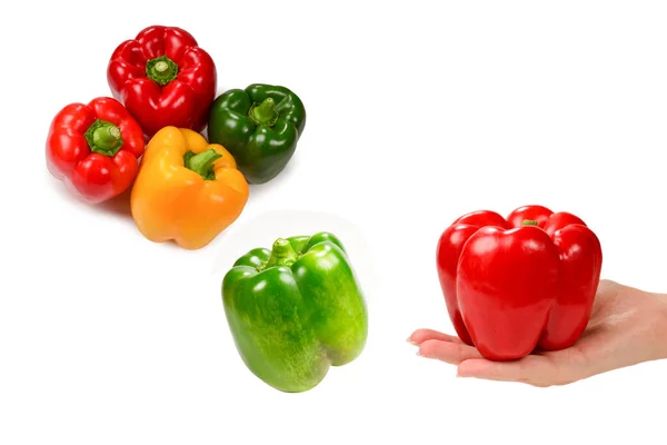 Skupina Papriky Izolované Bílém Pozadí — Stock fotografie