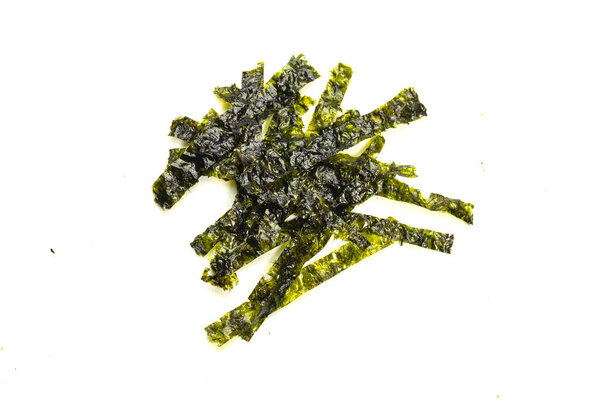 Tasty nori seaweed isolated on a white background. 