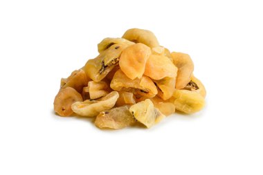 Kurumuş tutku meyvesi beyaz arka planda izole edilmiş. Üst görünüm. 