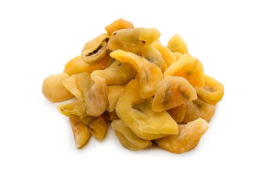 Kurumuş tutku meyvesi beyaz arka planda izole edilmiş. Üst görünüm. 