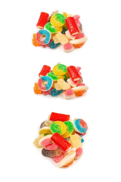 Assorted Gummy Candies Top View Jelly Sweets Isolated White — Stock Photo, Image