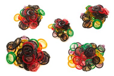 Renkli prezervatifler. Üst görünüm. 