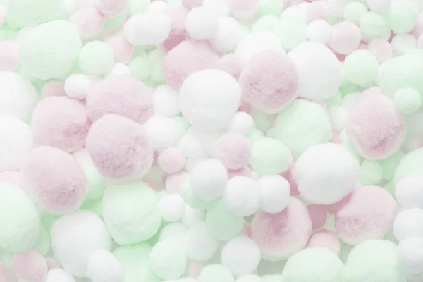 Bianco Rosa Blu Morbido Pompon Sfondo — Foto Stock