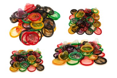 Renkli prezervatifler. Üst görünüm. 