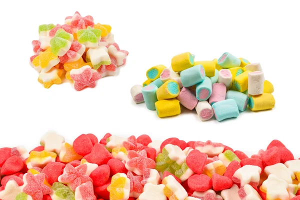 Saftige Bunte Gelee Sterne Bonbons Isoliert Auf Weiß Gummibonbons — Stockfoto