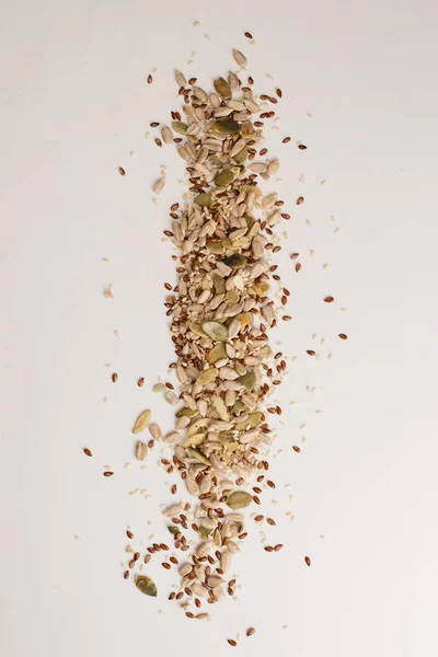 Mix Seeds Salad Pile Mixed Seeds Isolated White Background — Stock Photo, Image