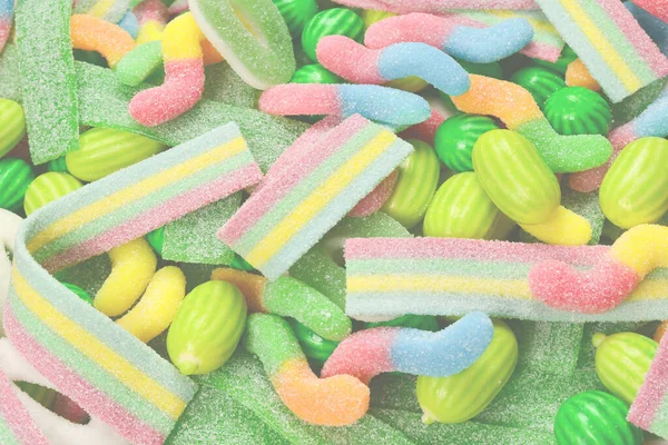 Verschiedene Gummibärchen Ansicht Von Oben Geleesüße — Stockfoto