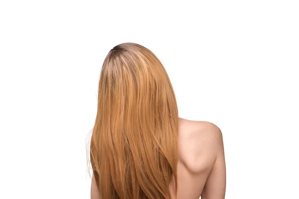 Женщина Сзади Красивая Женщина Закругленными Волосами Изолированы Белом Фоне — стоковое фото