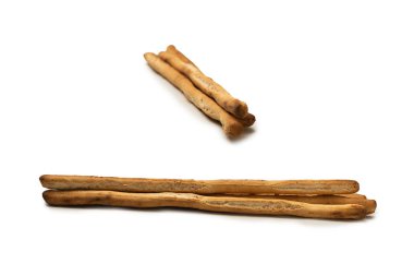 Ekmek çubukları beyaz arkaplanda izole. 