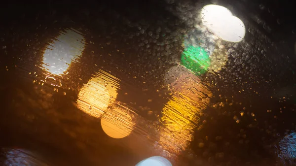 Fondo Borroso Con Gotas Lluvia Luces —  Fotos de Stock