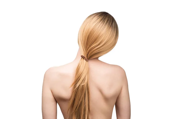 Woman Backside Beautiful Woman Ombre Hair Isolated White Background — Stock Photo, Image