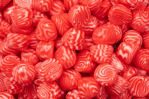 Красные Круглые Вкусные Конфеты Мармеладки Качестве Фона Вид Сверху — стоковое фото