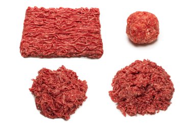 Çiğ biftek kıymalı et arka planı. Üst görünüm.