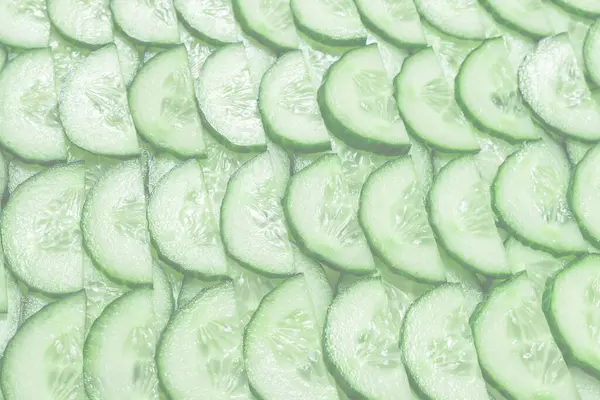 Fresh Green Slices Cucumber Background Top View — Stock Photo, Image
