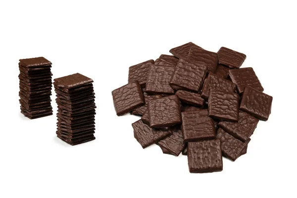 Doces Chocolate Escuro Isolados Fundo Branco — Fotografia de Stock