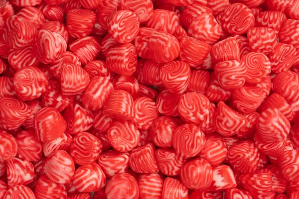 Red Tasty Gummy Candies Background Top View — Stock Photo, Image