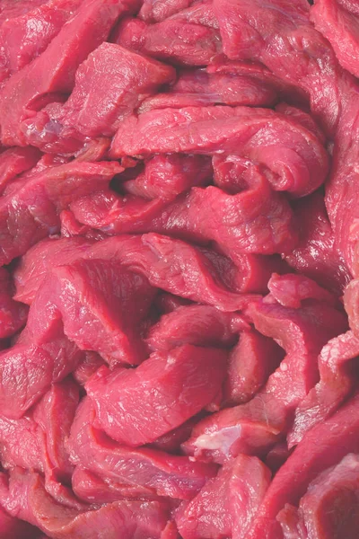 Fundo Peças Vitela Crua Estrogonofo Carne — Fotografia de Stock