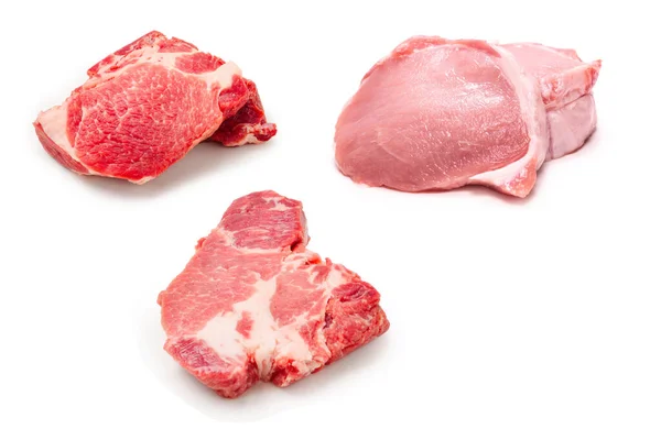 Rohes Schweinefleisch Isoliert Auf Weißem Hintergrund — Stockfoto