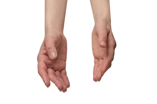 Γυναίκα Χέρι Απομονωθεί Λευκό Φόντο — Φωτογραφία Αρχείου
