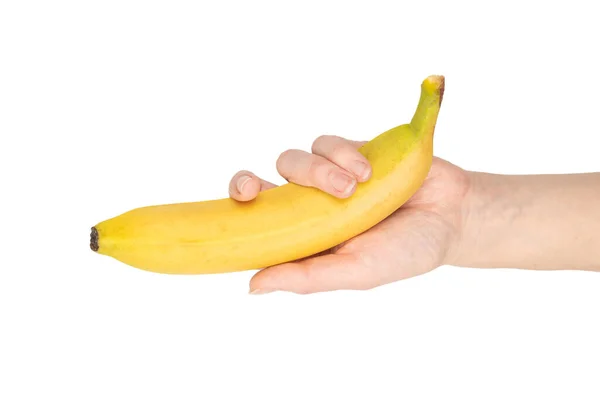 Bunch Bananas Woman Hand Isolated White Background — Stock Photo, Image