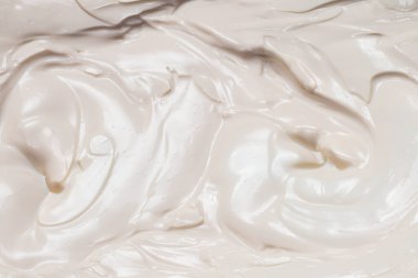 Beyaz krem şanti dokusu. Üst görünüm. 