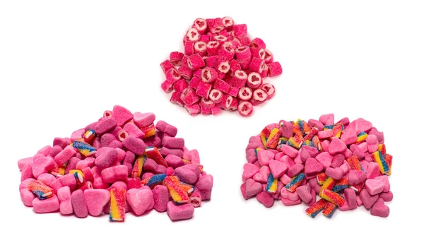 粉红软糖 顶部视图 果冻糖 被白色背景隔离 — 图库照片