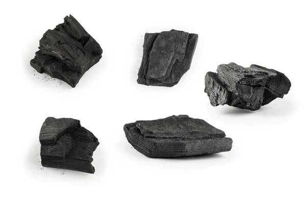 Black Oak Coal Isolated White Background — Stock Photo, Image