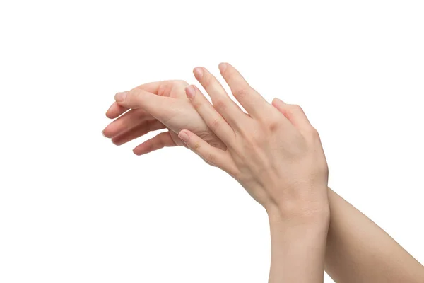 Mulher Mão Isolada Fundo Branco — Fotografia de Stock