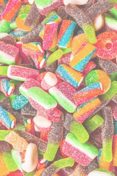 Verschiedene Gummibärchen Ansicht Von Oben Gelee Bonbons Hintergrund — Stockfoto