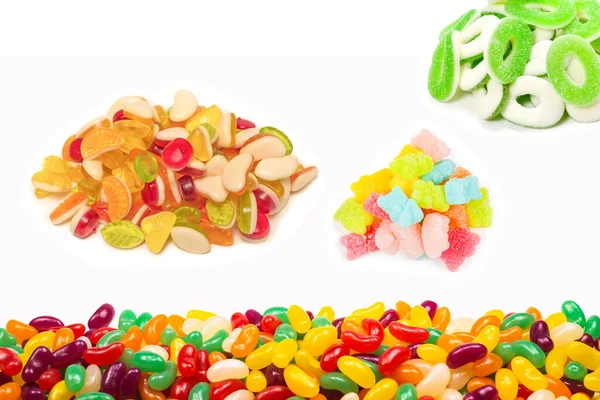 Kleurrijke Jelly Beans Geïsoleerd Wit — Stockfoto