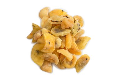 Kurumuş tutku meyvesi beyaz arka planda izole edilmiş. Üst görünüm. 