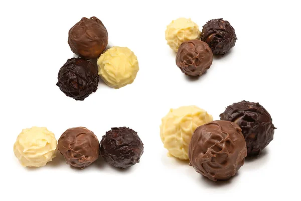 Chocolate truffle isolated on white background. Top view.