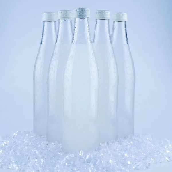 White Bottle Soda Drink Ice Isolated White Background — Foto Stock